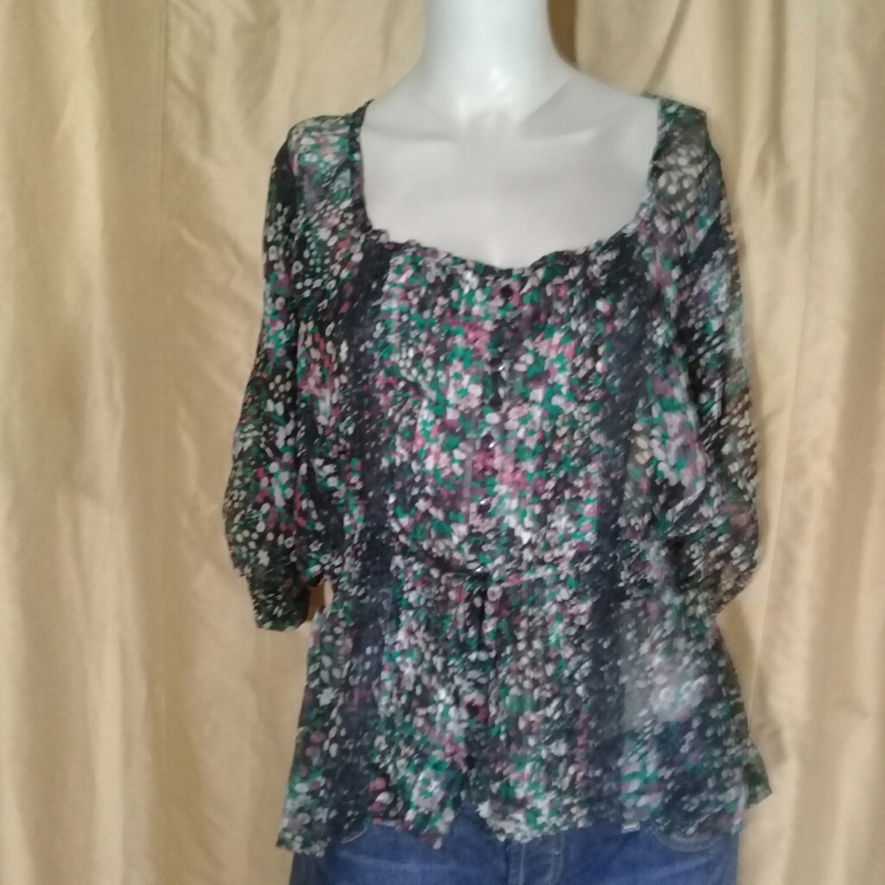 Ultra pink black blouse size L